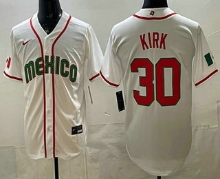 Men's Mexico #30 Alejandro Kirk White 2026 World Baseball Classic Cool Base Jersey