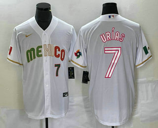 Men's Mexico Baseball #7 Julio Urias Number 2023 White World Classic Stitched Jersey 888