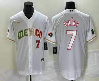 Men's Mexico Baseball #7 Julio Urias Number 2023 White World Classic Stitched Jersey 889