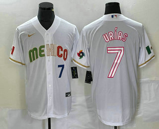 Men's Mexico Baseball #7 Julio Urias Number 2023 White World Classic Stitched Jersey 891
