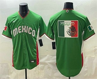 Men's Mexico Team Big Logo Green 2026 World Baseball Classic Cool Base Jersey 1