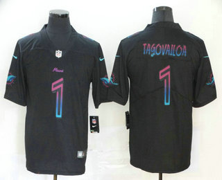 Men's Miami Dolphins #1 Tua Tagovailoa Black City Edition Vapor Limited Jersey