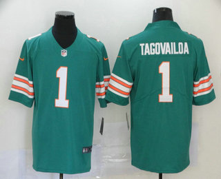 Men's Miami Dolphins #1 Tua Tagovailoa Green 2020 Color Rush Stitched NFL Nike Limited Jersey