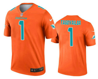 Men's Miami Dolphins #1 Tua Tagovailoa Orange Inverted Legend Jersey