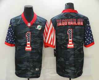 Men's Miami Dolphins #1 Tua Tagovailoa USA Camo 2020 Salute To Service Stitched NFL Nike Limited Jersey