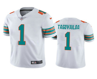 Men's Miami Dolphins #1 Tua Tagovailoa White 2020 NFL Draft Alternate Vapor Limited Jersey