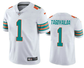 Men's Miami Dolphins #1 Tua Tagovailoa White 2020 NFL Draft Alternate Vapor Limited Jersey