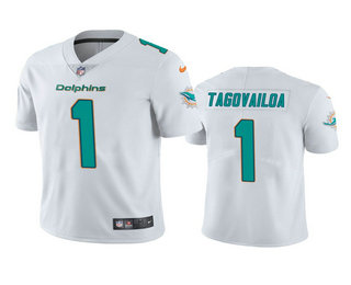 Men's Miami Dolphins #1 Tua Tagovailoa White 2020 NFL Draft Vapor Limited Jersey