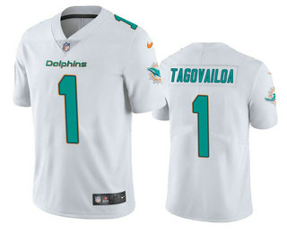 Men's Miami Dolphins #1 Tua Tagovailoa White 2020 NFL Draft Vapor Limited Jersey