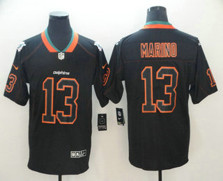 Men's Miami Dolphins #13 Dan Marino 2018 Black Lights Out Color Rush Stitched NFL Nike Limited Jersey