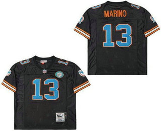 Men's Miami Dolphins #13 Dan Marino Black 1990 Throwback Jersey