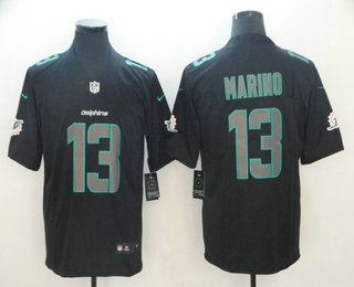 Men's Miami Dolphins #13 Dan Marino Black 2018 Fashion Impact Black Color Rush Stitched NFL Nike Limited Jersey