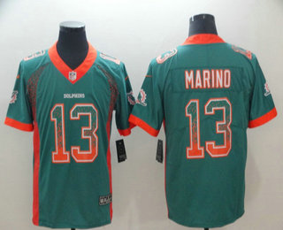 Men's Miami Dolphins #13 Dan Marino Green 2018 Fashion Drift Color Rush Stitched NFL Nike Limited Jersey