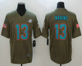 Men's Miami Dolphins #13 Dan Marino Olive 2017 Salute To Service Stitched NFL Nike Limited Jersey