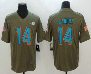 Men's Miami Dolphins #14 Jarvis Landry Olive 2017 Salute To Service Stitched NFL Nike Limited Jersey