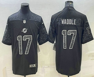 Men's Miami Dolphins #17 Jaylen Waddle Black Reflective Limited Stitched Football Jersey