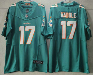 Men's Miami Dolphins #17 Jaylen Waddle Green 2023 FUSE Vapor Limited Throwback Stitched Jersey