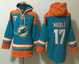 Men's Miami Dolphins #17 Jaylen Waddle Green Ageless Must Have Lace Up Pullover Hoodie