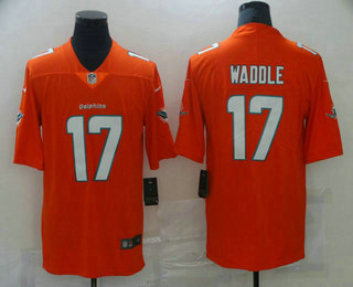 Men's Miami Dolphins #17 Jaylen Waddle Orange 2021 Vapor Untouchable Stitched NFL Nike Limited Jersey