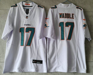 Men's Miami Dolphins #17 Jaylen Waddle White 2023 FUSE Vapor Limited Throwback Stitched Jersey