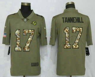 Men's Miami Dolphins #17 Ryan Tannehill Olive With Camo 2017 Salute To Service Stitched NFL Nike Limited Jersey