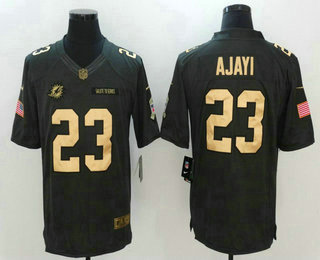 Men's Miami Dolphins #23 Jay Ajayi Anthracite Gold 2016 Salute To Service Stitched NFL Nike Limited Jersey