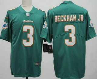 Men's Miami Dolphins #3 Odell Beckham Jr Limited Aqua Vapor Jersey