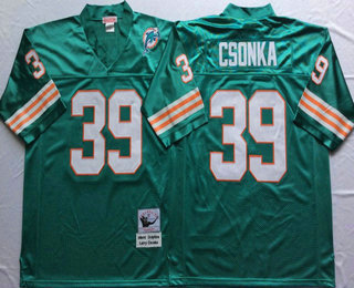 Men's Miami Dolphins #39 Larry Csonka Green Stitched NFL Thowback Jersey