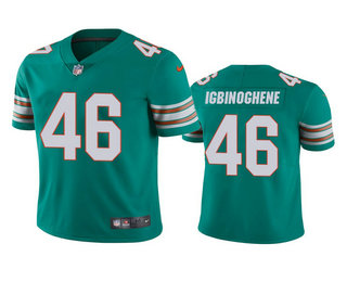 Men's Miami Dolphins #46 Noah Igbinoghene Aqua 2020 NFL Draft Alternate Vapor Limited Jersey