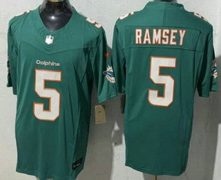 Men's Miami Dolphins #5 Jalen Ramsey Limited Aqua FUSE Vapor Jersey