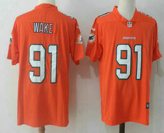 Men's Miami Dolphins #91 Cameron Wake Orange 2016 Color Rush Stitched NFL Nike Limited Jersey