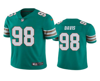 Men's Miami Dolphins #98 Raekwon Davis Aqua 2020 NFL Draft Alternate Vapor Limited Jersey