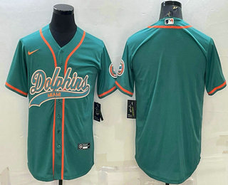 Men's Miami Dolphins Blank Aqua With Patch Cool Base Stitched Baseball Jersey