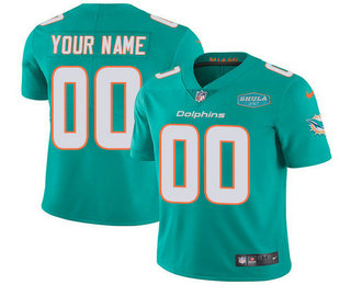 Men's Miami Dolphins Customized Aqua With 347 Shula Patch 2020 Vapor Untouchable Stitched Jersey