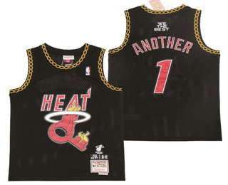 Men's Miami Heat #1 Another DJ Khaled X Limited Edition Black Throwback Jersey