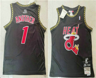 Men's Miami Heat #1 Another DJ Khaled X Limited Edition Black Throwback Jersey