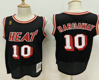 Men's Miami Heat #10 Tim Hardaway Black Hardwood Classics Soul Swingman Throwback Jersey