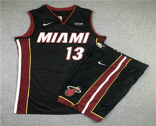 Men's Miami Heat #13 Bam Adebayo Black 2019 Nike Swingman Stitched NBA Jersey With Shorts