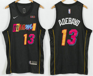 Men's Miami Heat #13 Bam Adebayo Black 2022 City Edition Swingman Stitched NBA Jersey With Sponsor Logo