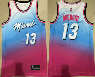 Men's Miami Heat #13 Bam Adebayo Blue Pink 2021 Nike City Edition Swingman Jersey