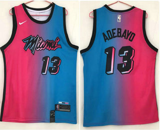 Men's Miami Heat #13 Bam Adebayo Pink Blue 2021 Nike City Edition Swingman Jersey