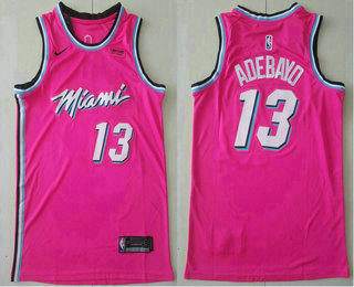 Men's Miami Heat #13 Bam Adebayo Pink Nike Swingman 2019 playoffs Earned Edition Stitched Jersey