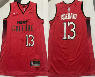 Men's Miami Heat #13 Bam Adebayo Red 2024 City Sponsor Swingman Jersey