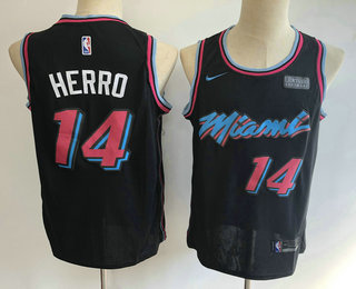 Men's Miami Heat #14 Tyler Herro Black 2019 Ultimate Software Stitched City Edition Jersey