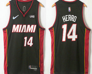 Men's Miami Heat #14 Tyler Herro Black 2021 Nike 75th Anniversary Diamond Swingman Stitched Jersey With Sponsor