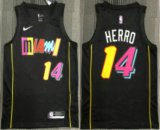 Men's Miami Heat #14 Tyler Herro Black 2022 City Edition Hot Press Swingman Jersey