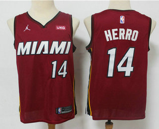 Men's Miami Heat #14 Tyler Herro Red 2020 Brand Jordan Swingman Stitched NBA Jersey With The NEW Sponsor Logo