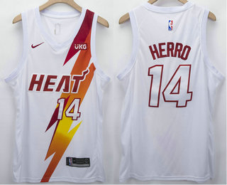 Men's Miami Heat #14 Tyler Herro White 2021 Nike Swingman Stitched NBA Fashion Jersey With NEW Sponsor Logo