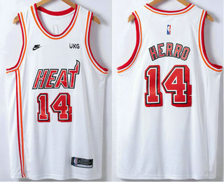 Men's Miami Heat #14 Tyler Herro White 2023 Nike Swingman Stitched NBA Jersey With Sponsor