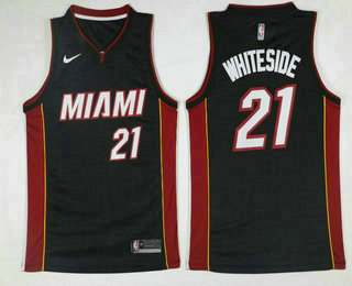 Men's Miami Heat #21 Hassan Whiteside Black 2017-2018 Nike Swingman Stitched NBA Jersey